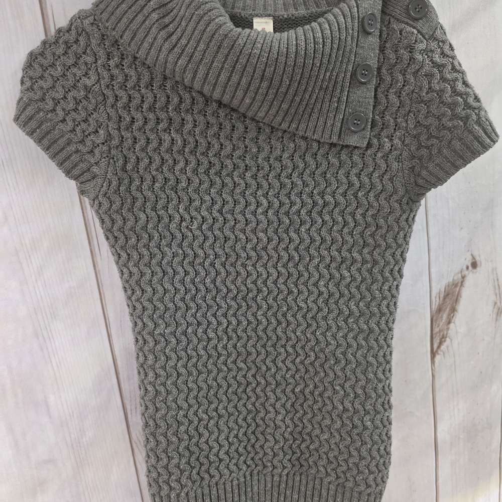 Gray Women's Sweater with Button Detail